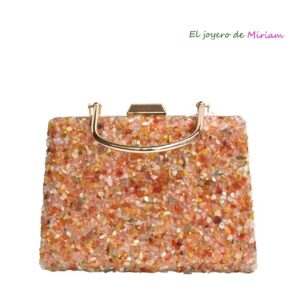 Bolsito clutch piedras naranjas