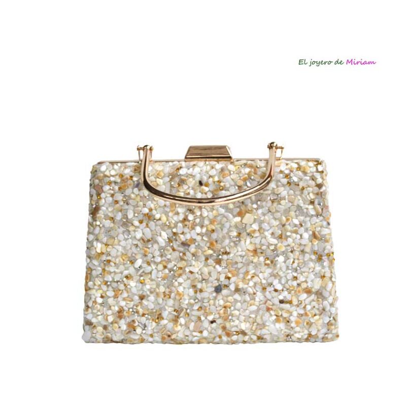 Bolsito clutch piedras blancas