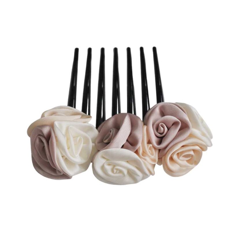 Peineta flores tonos beiges