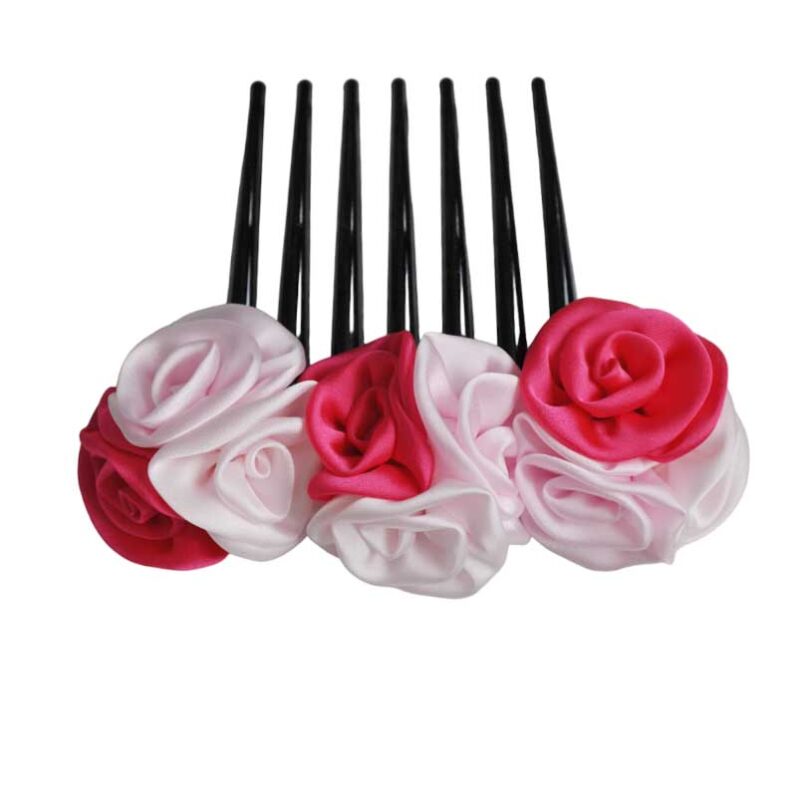 Peineta flores tonos rosas