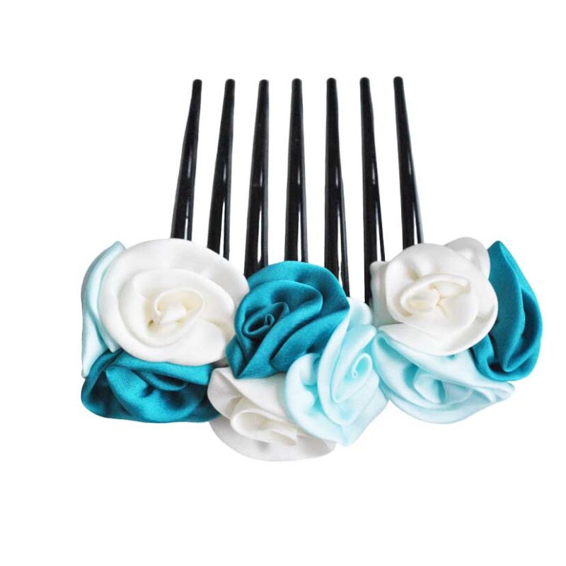 Peineta flores tonos azules