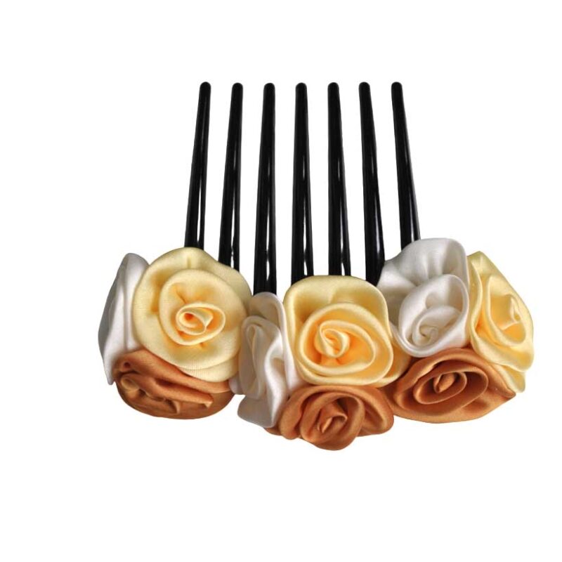 Peineta flores tonos amarillos