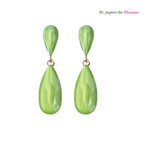 Pendientes verde lima lágrima