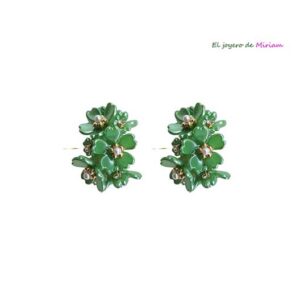 Pendientes verdes resina nacarada