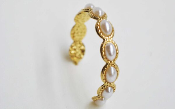 Pendientes aros acero y perla - Imagen 2