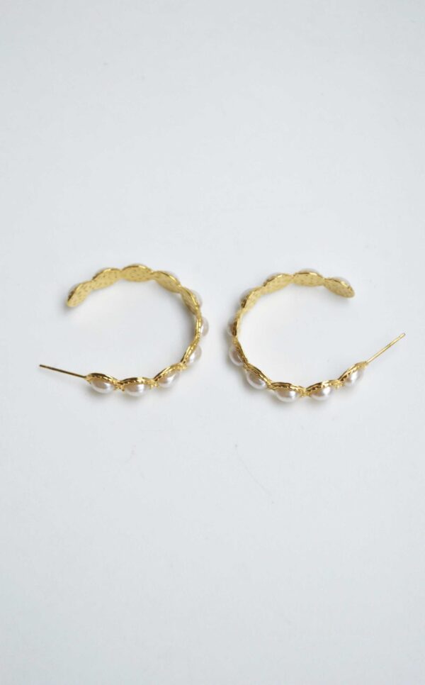 Pendientes aros acero y perla - Imagen 3