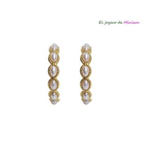 Pendientes aros acero y perla