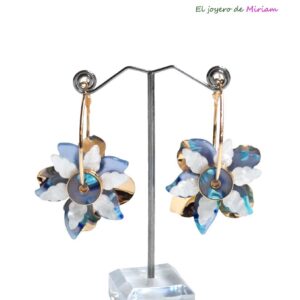 Aros flores metal y resina