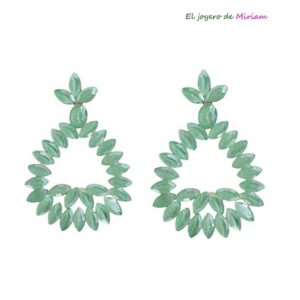 Pendientes cristal verde agua