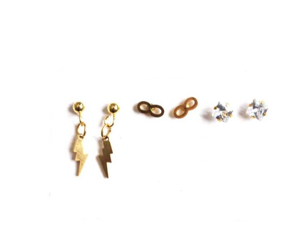 Pack pendientes acero dorado