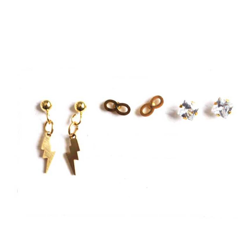 Pack pendientes acero dorado