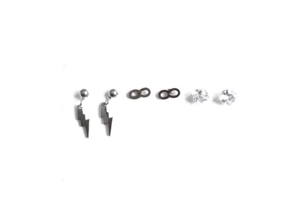 Pack pendientes acero plateado