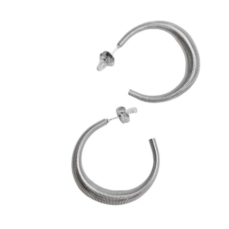 Pendientes de aro acero plateado