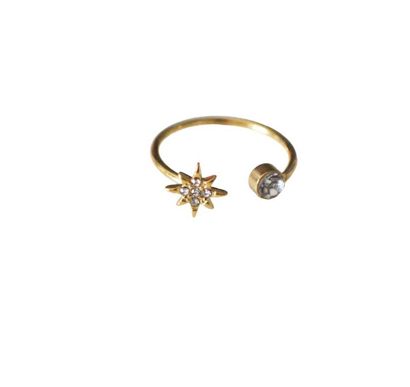 Anillo acero cristal y estrella