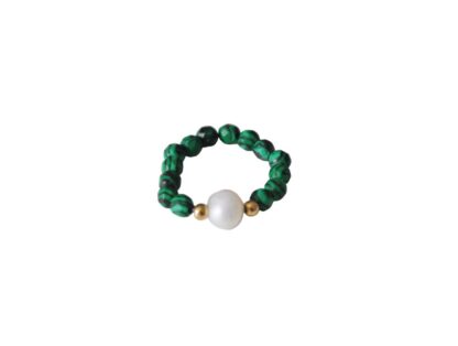 Anillo verde con perla