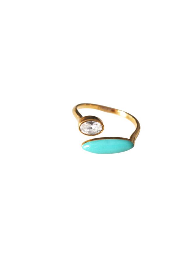 Anillo acero resina y cristal