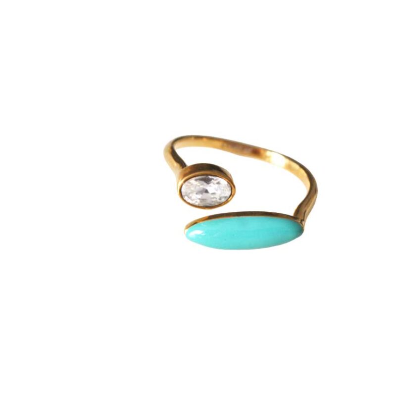 Anillo acero resina y cristal