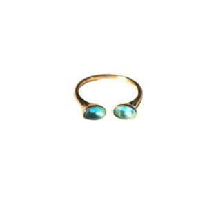 Anillo acero cristales azules