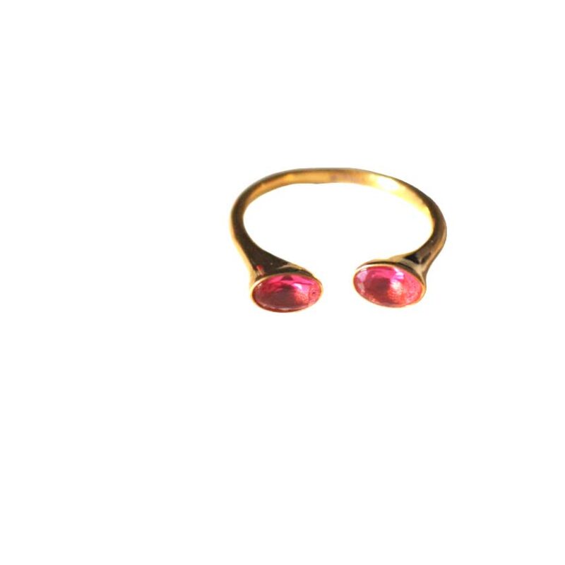 Anillo acero cristales fucsias