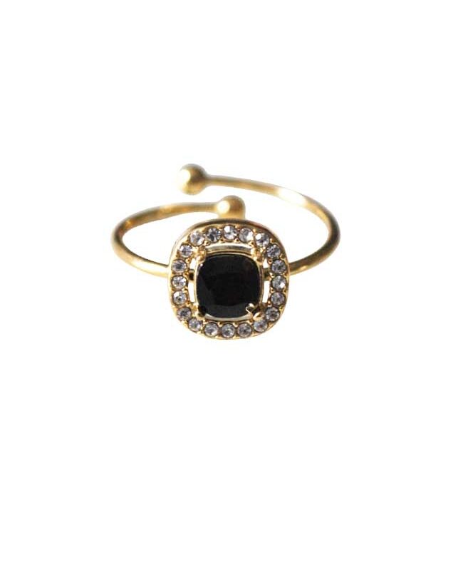 Anillo acero cristal negro