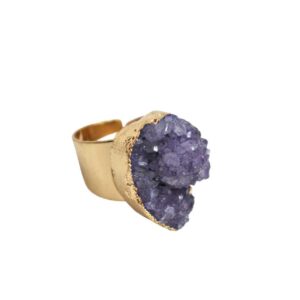 Anillo morado piedra drusa