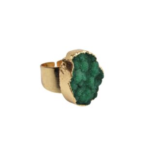 Anillo verde piedra drusa