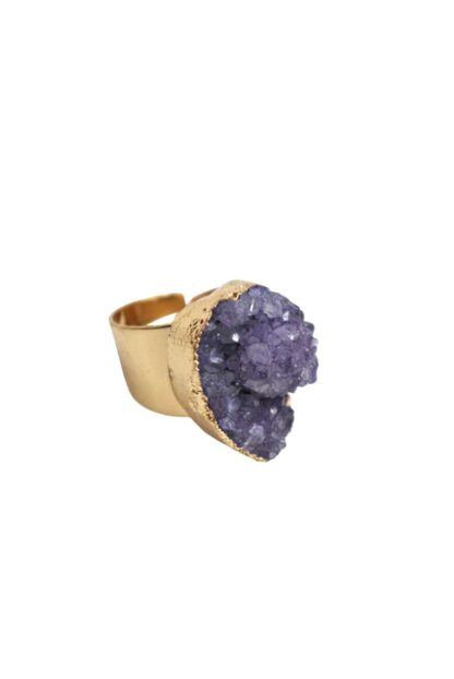 Anillo morado piedra drusa