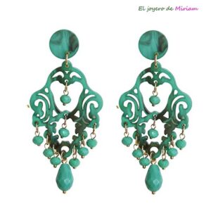 Pendientes flamenca verde agua