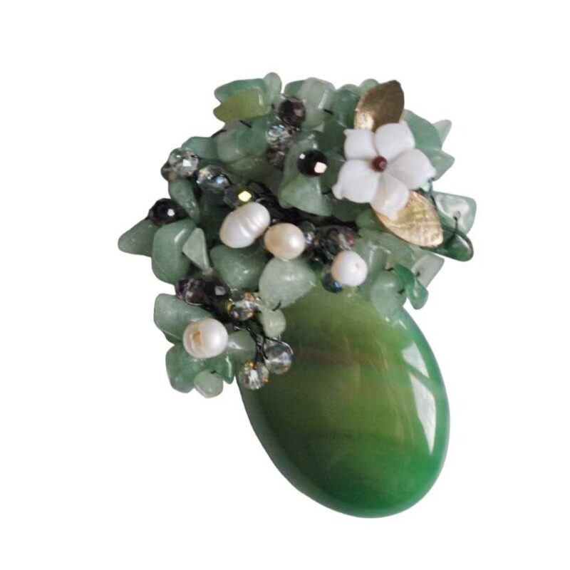Broche cuarzo verde