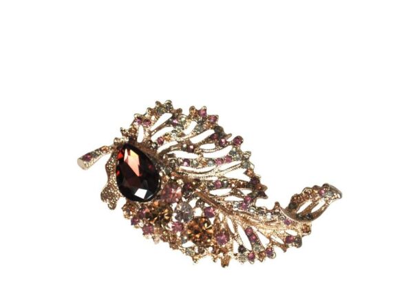 Broche hoja cristales