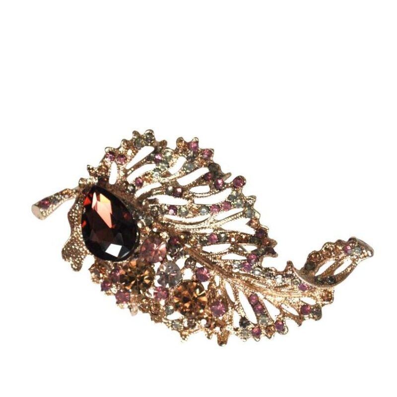 Broche hoja cristales