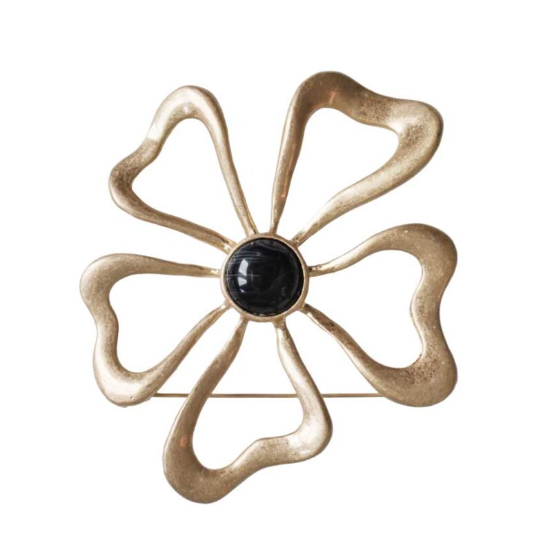 Broche flor metal y resina