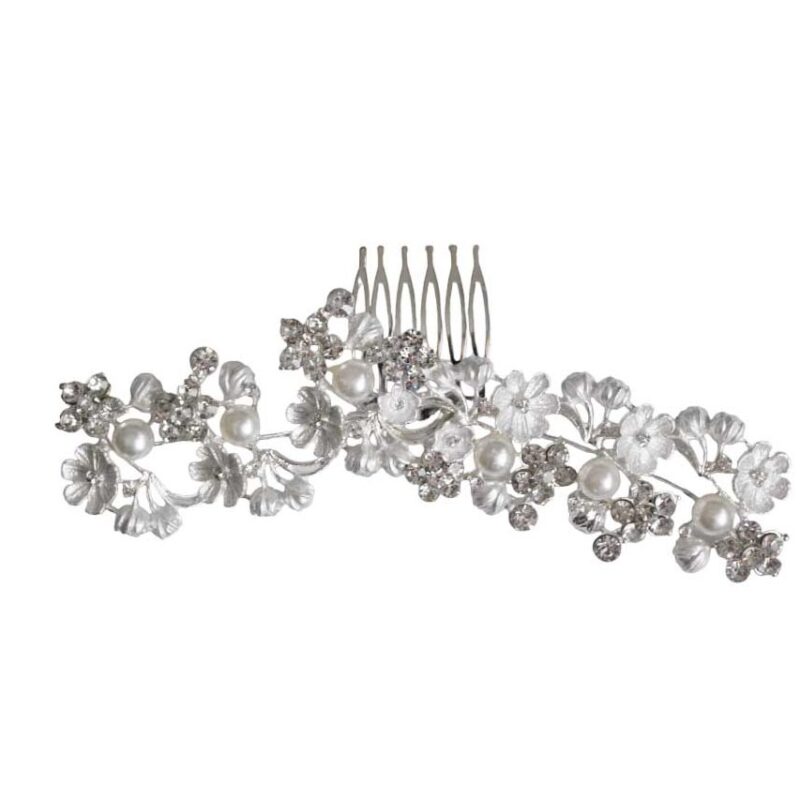 Peineta cristales y perlas