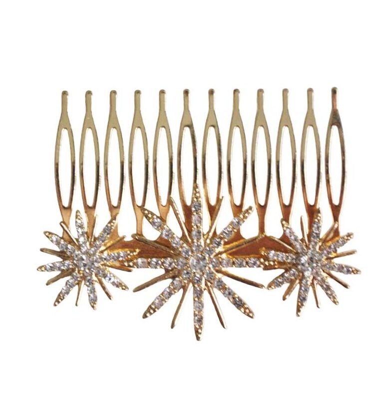 Peineta dorada estrellas