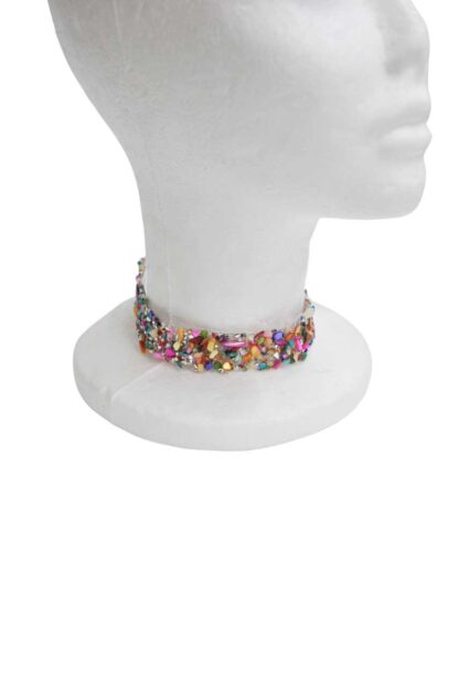 Choker multicolor brillos plata
