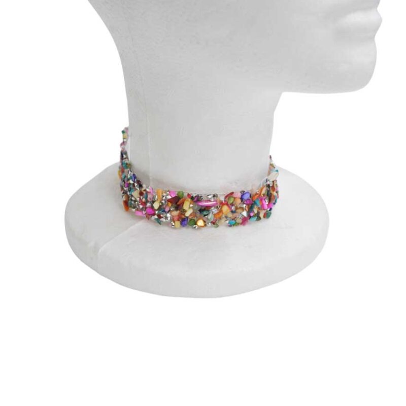 Choker multicolor brillos plata