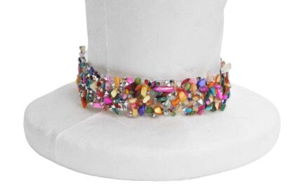 Choker multicolor brillos plata - Imagen 2
