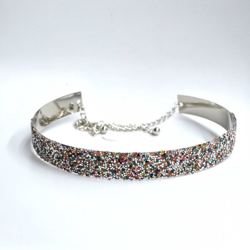 Cinturón plateado brillantes glitter