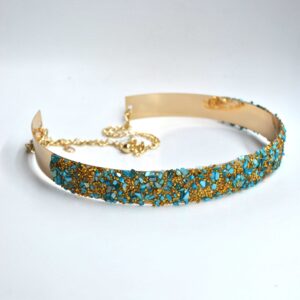 Cinturón dorado piedras turquesa