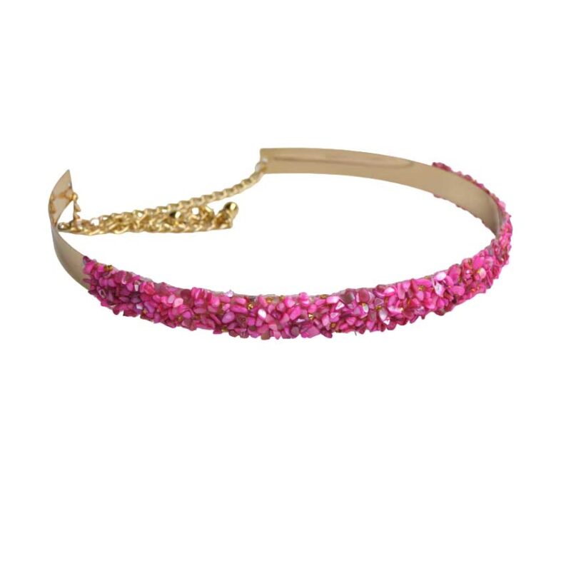 Cinturón dorado piedras fucsias