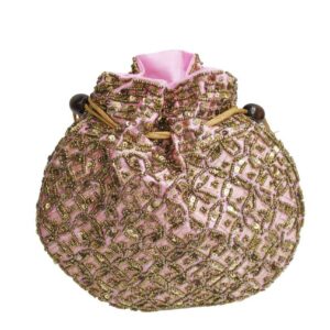 Clutch bombonera rosa y oro