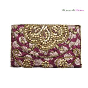 Cartera burdeos y dorada