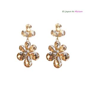 Pendientes dorados flor cristal