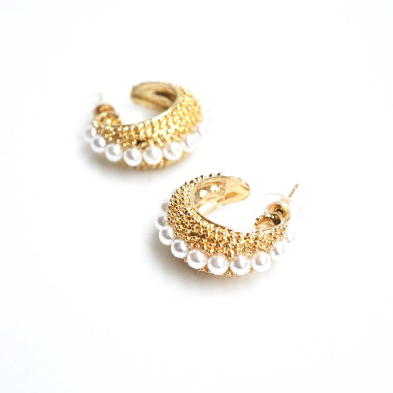 Aretes acero y perlas