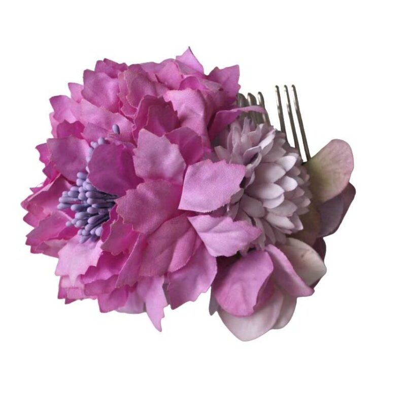 Peineta rosa de flores