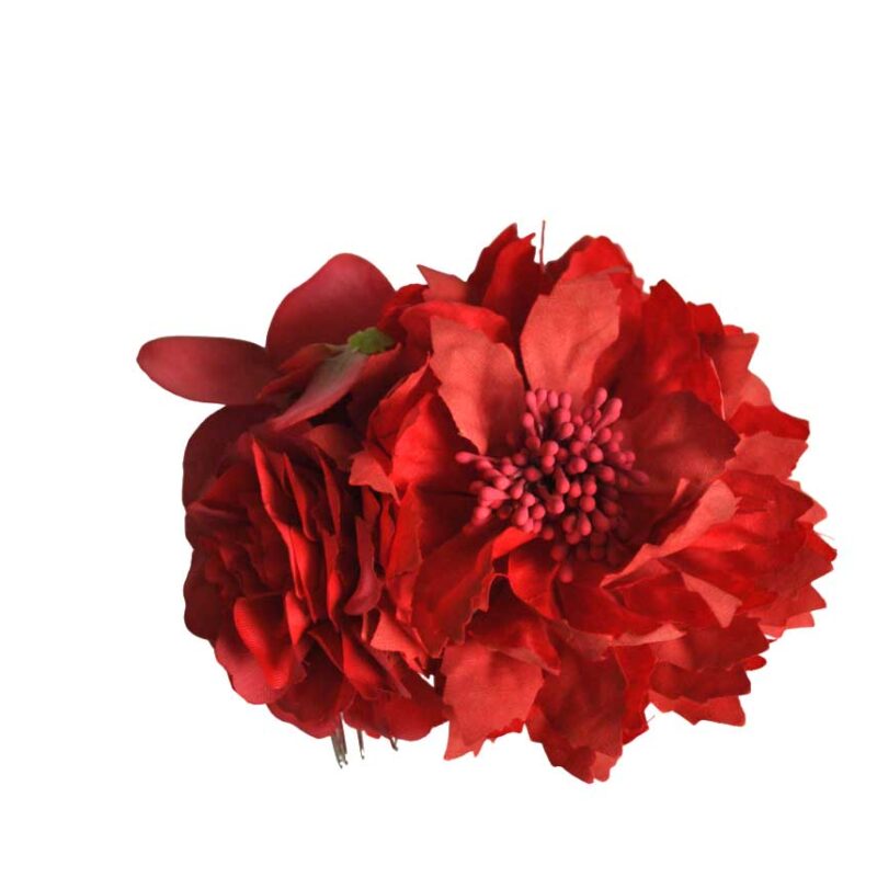 Peineta roja de flores
