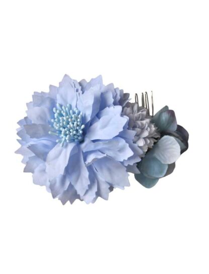 Peineta flores azul celeste