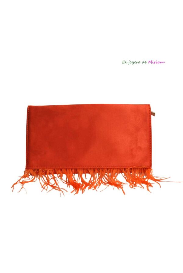 Cartera naranja plumas
