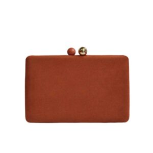 Bolso clutch teja y dorado