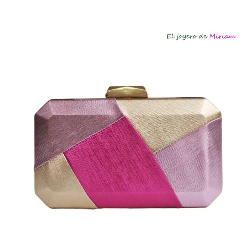 Bolso clutch tonos rosas metalizados